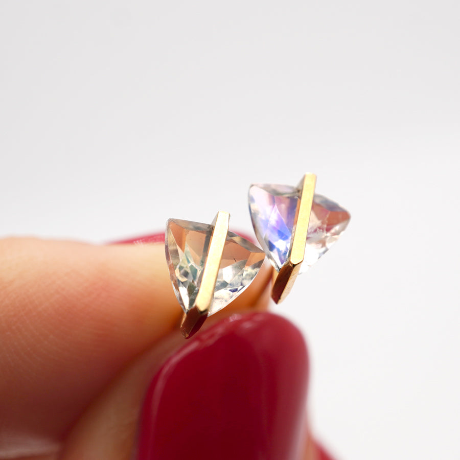 BAND EARRINGS RAINBOW MOONSTONE #3951