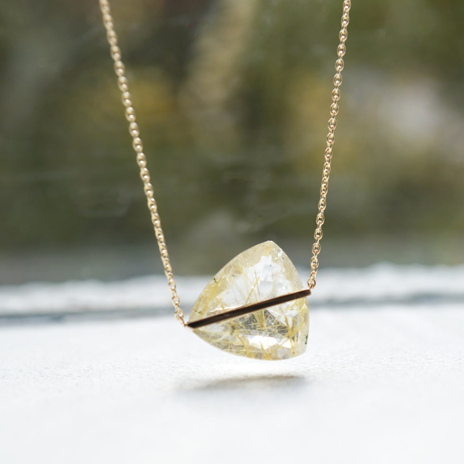 Rutilated Quartz necklace 50cm k10YG