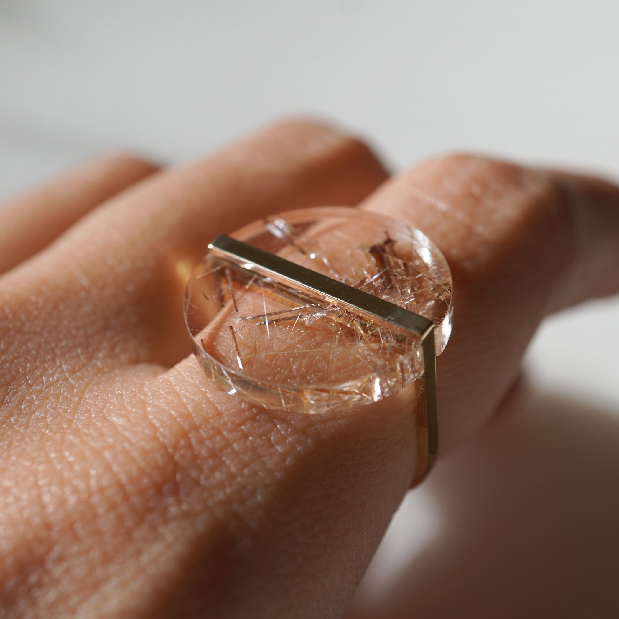 SLICE RING RUTILATED QUARTZ #3475