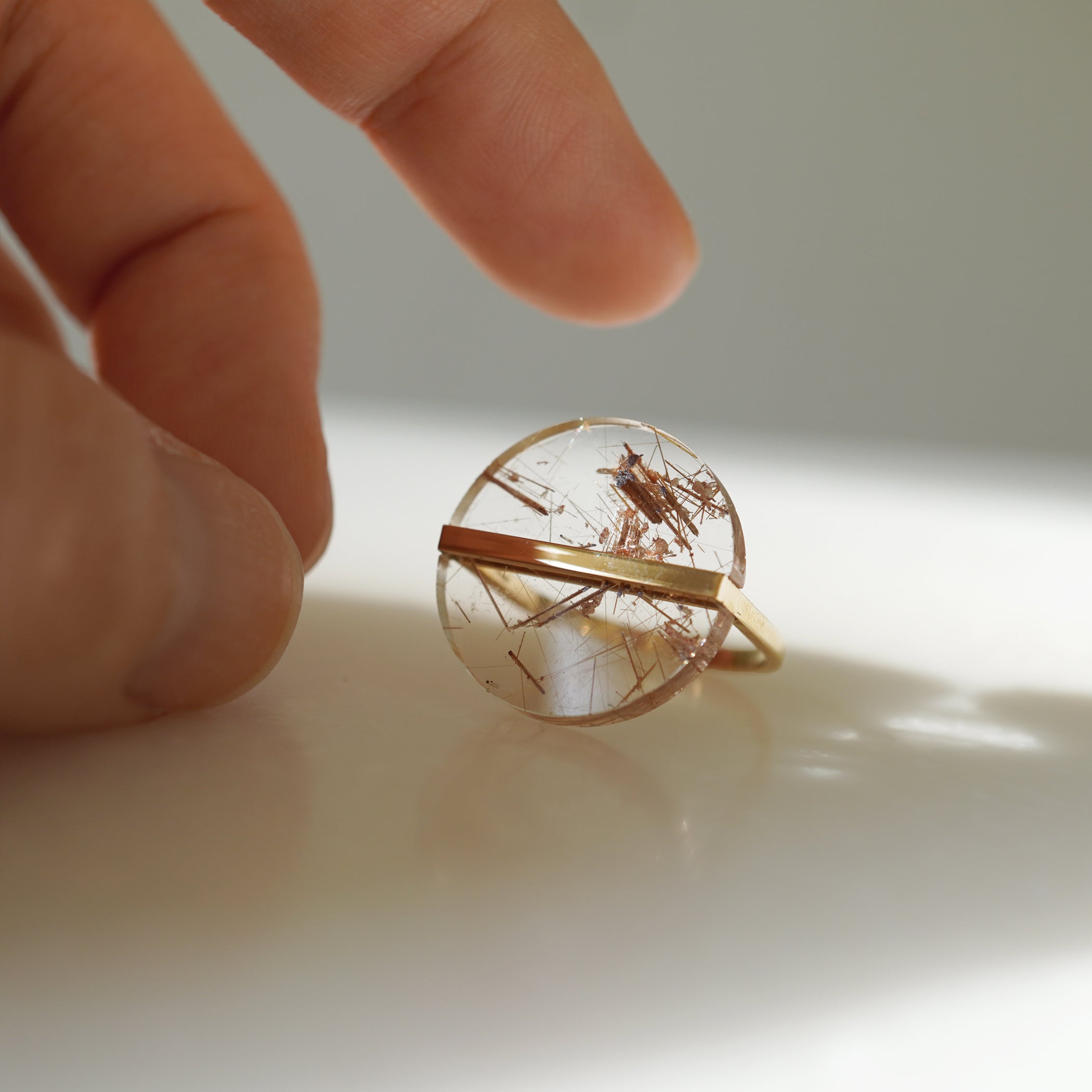 SLICE RING RUTILATED QUARTZ #3475