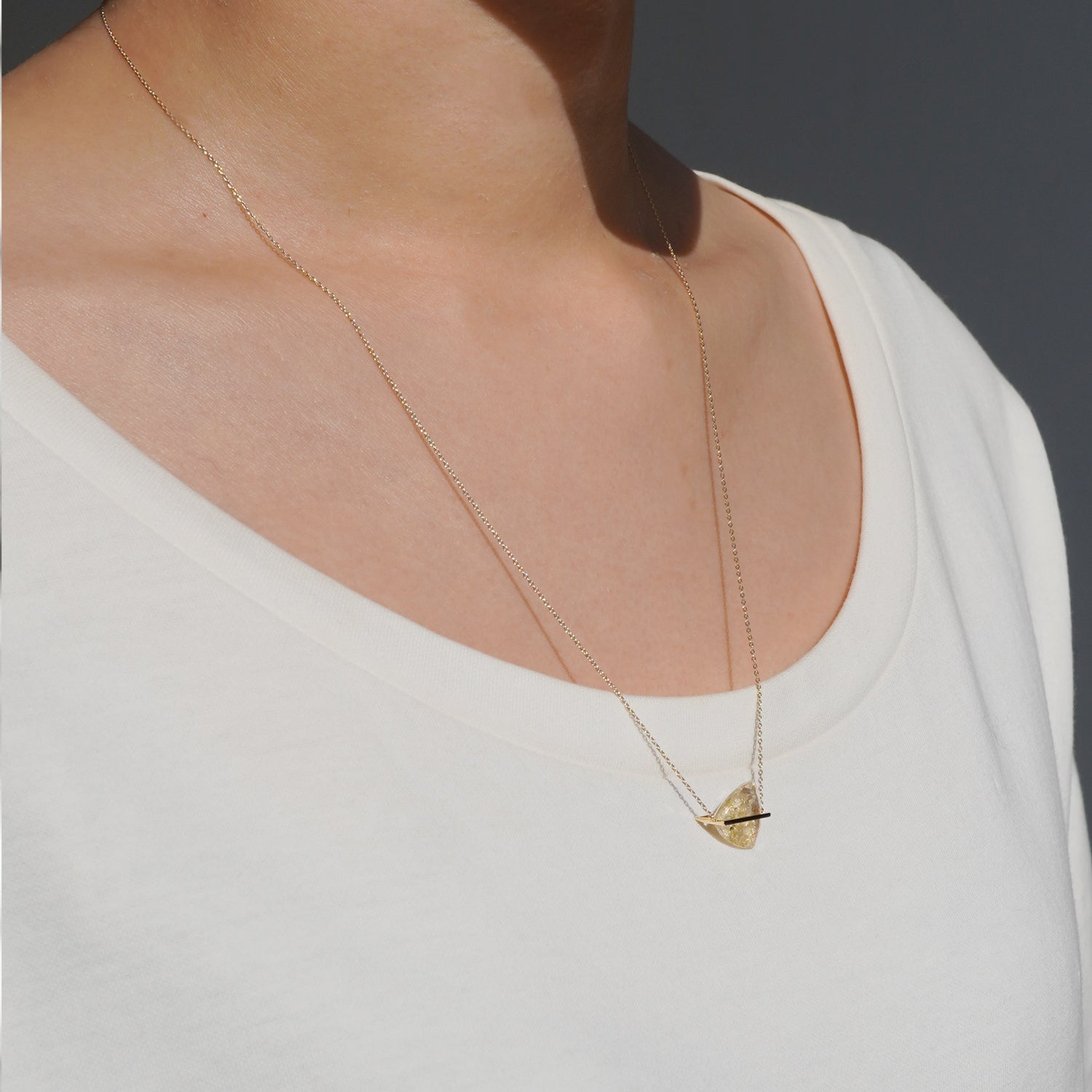 Rutilated Quartz necklace 50cm k10YG