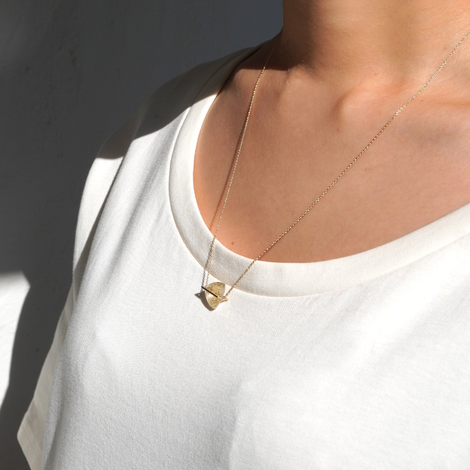 Rutilated Quartz necklace 50cm k10YG