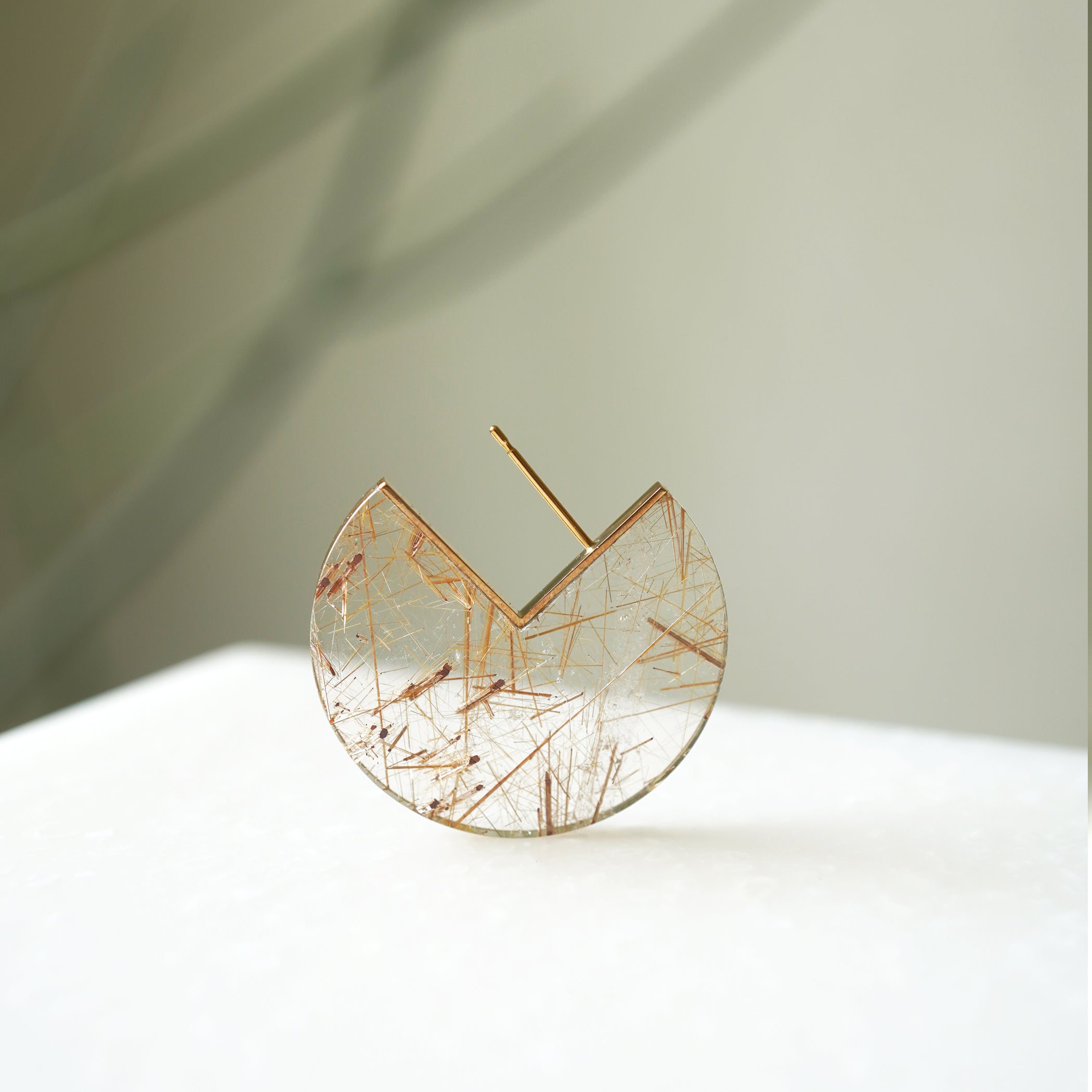 SLICE EARRING SINGLE RUTILELATED QUARTZ #3379