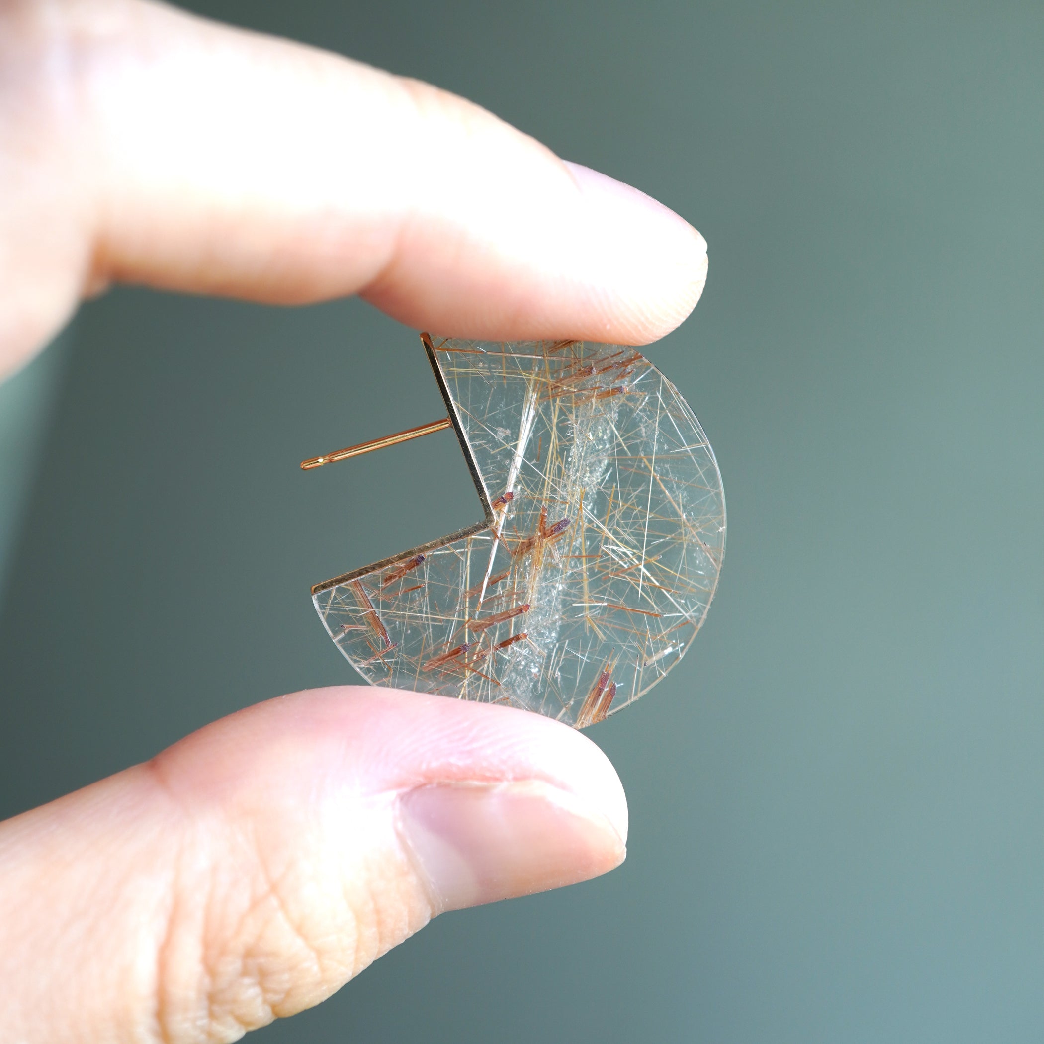 SLICE EARRING SINGLE RUTILELATED QUARTZ #3389