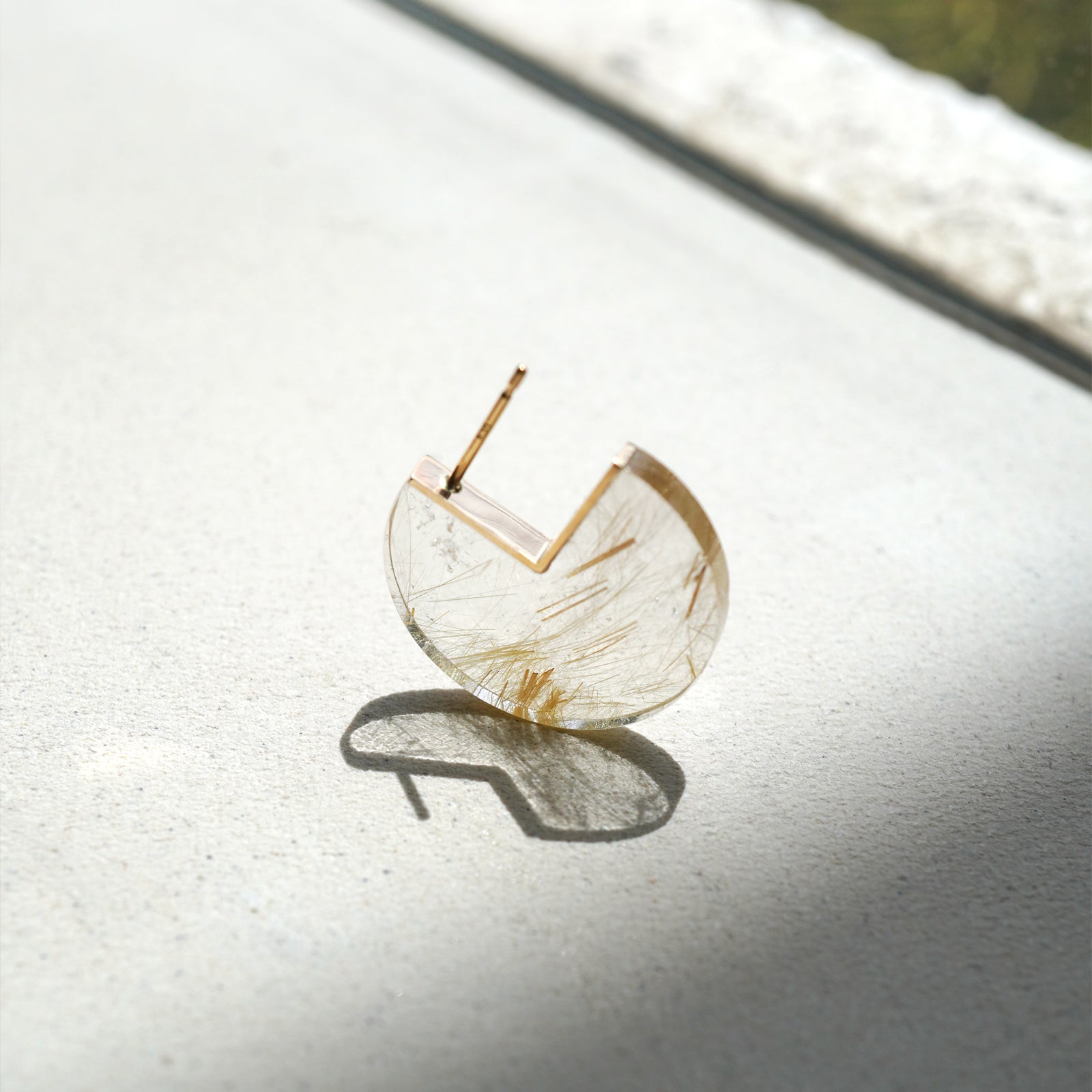 SLICE MINI EARRINGS SINGLE RUTIL QUARTZ #4037