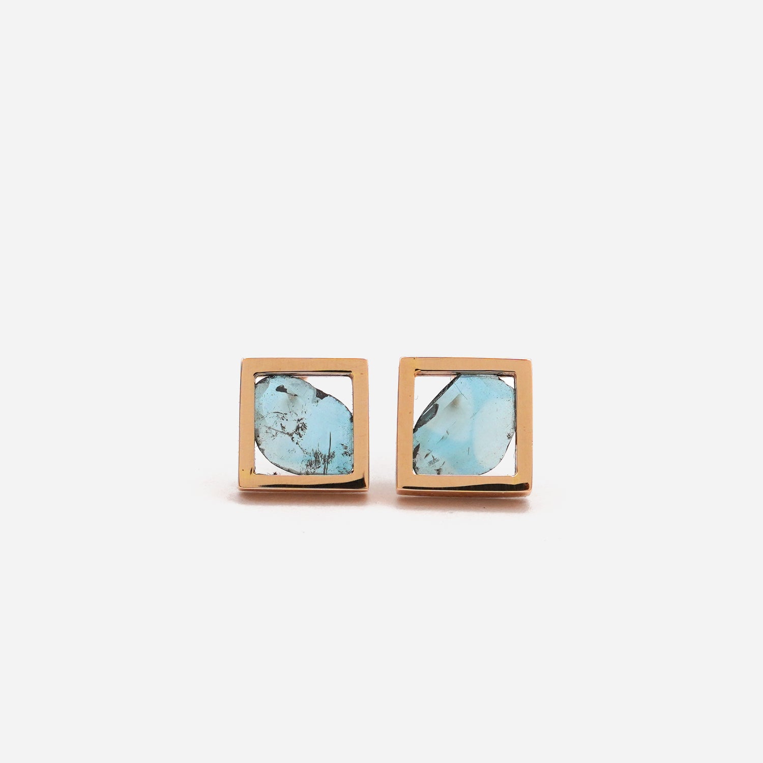 FRAME DIAMOND EARRINGS BLUE #1004