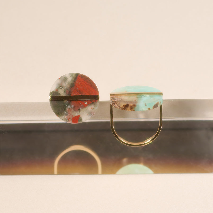 SLICE RING BLOOD STONE#3968