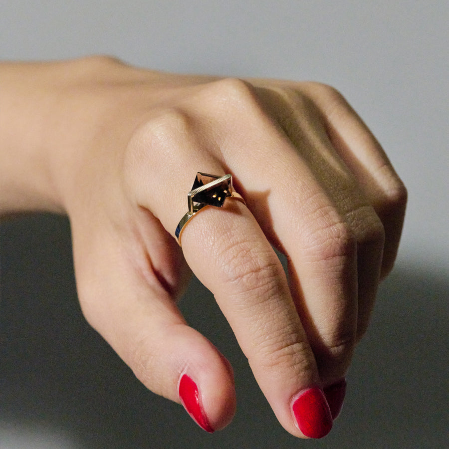 BAND RING SMOKY QUARTZ#3935