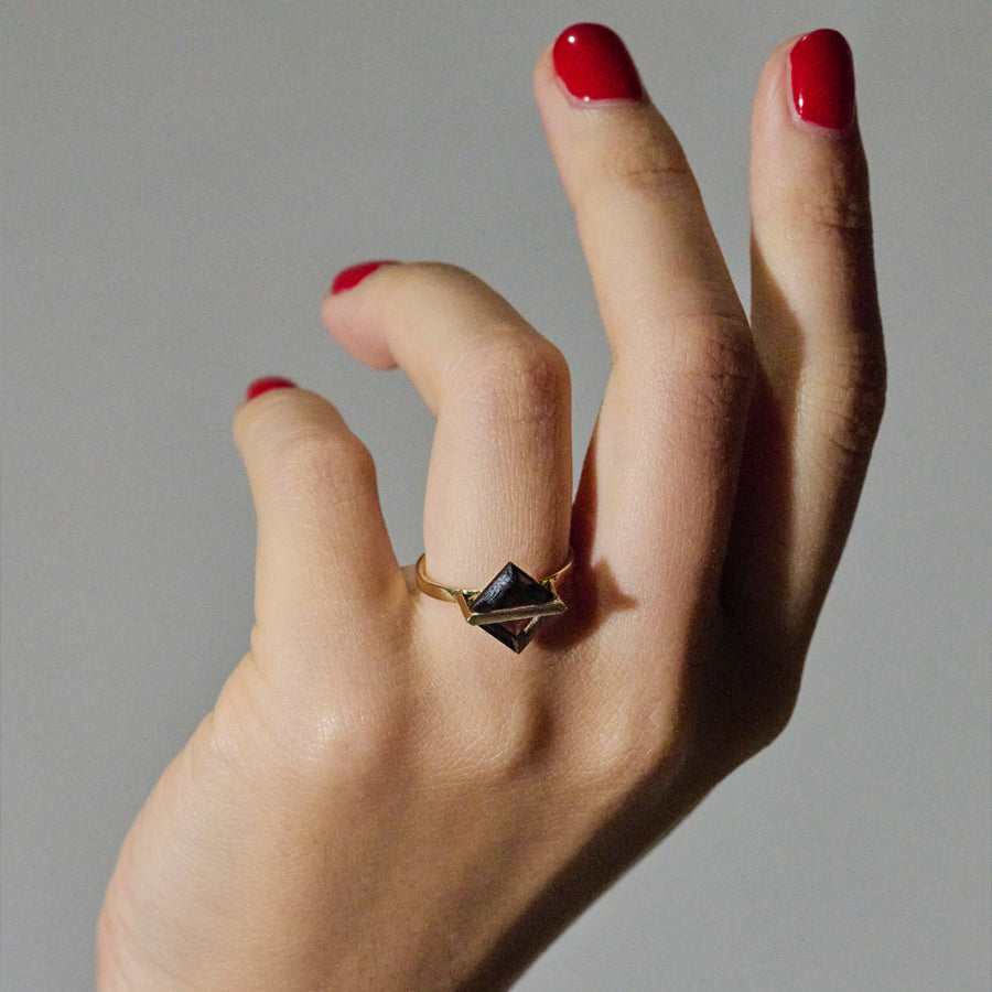 BAND RING SMOKY QUARTZ#3935