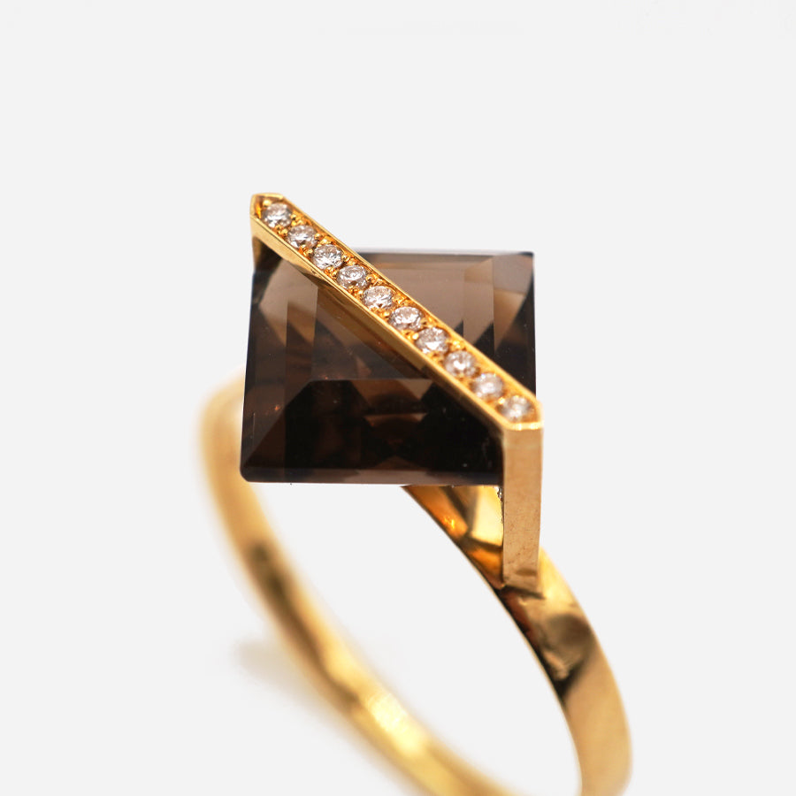 BAND RING SMOKY QUARTZ＋DIAMOND#3879