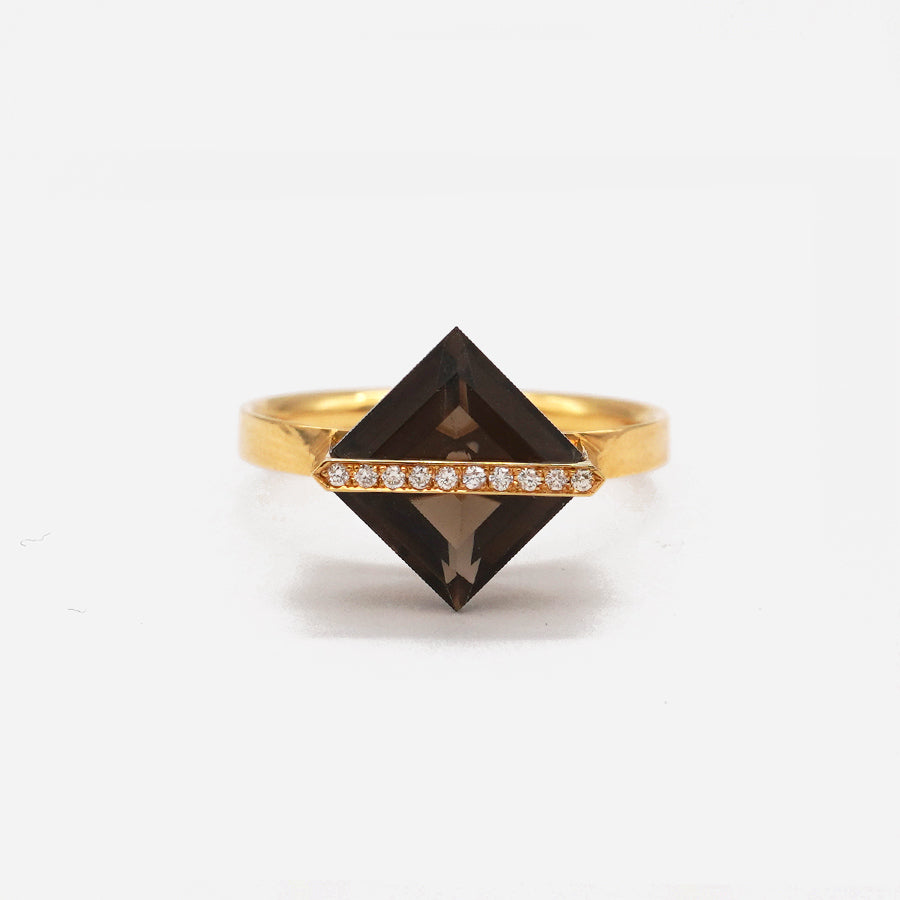 BAND RING SMOKY QUARTZ＋DIAMOND#3879