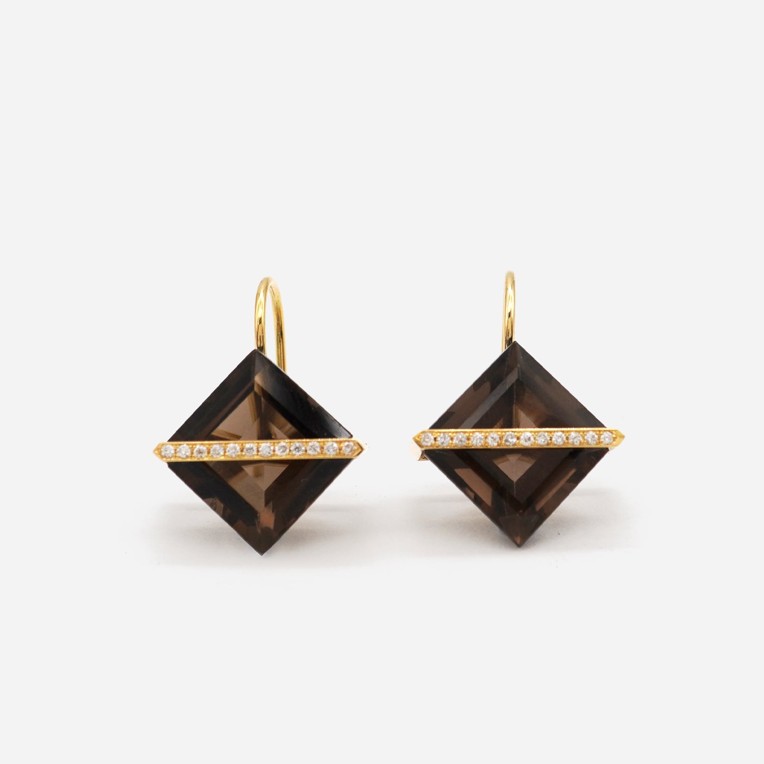 BAND EARRINGS SMOKY QUARTZ ＋DIAMOND #3841