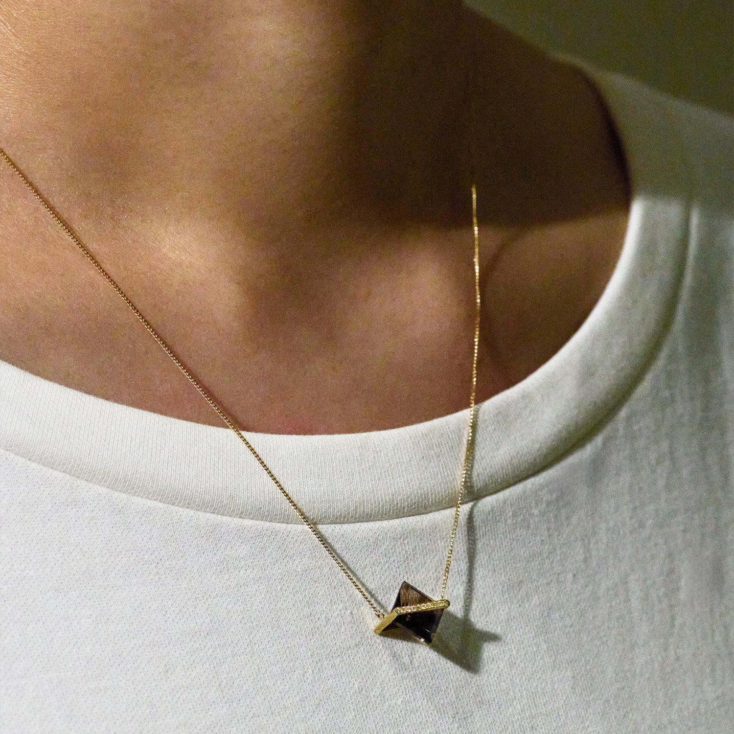 BAND NECKLACE SMOKY QUARTZ＋DIAMOND #3713