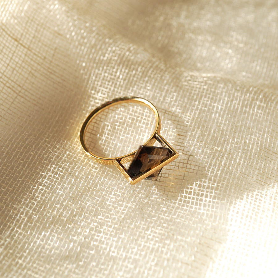 BAND RING SMOKY QUARTZ#4031