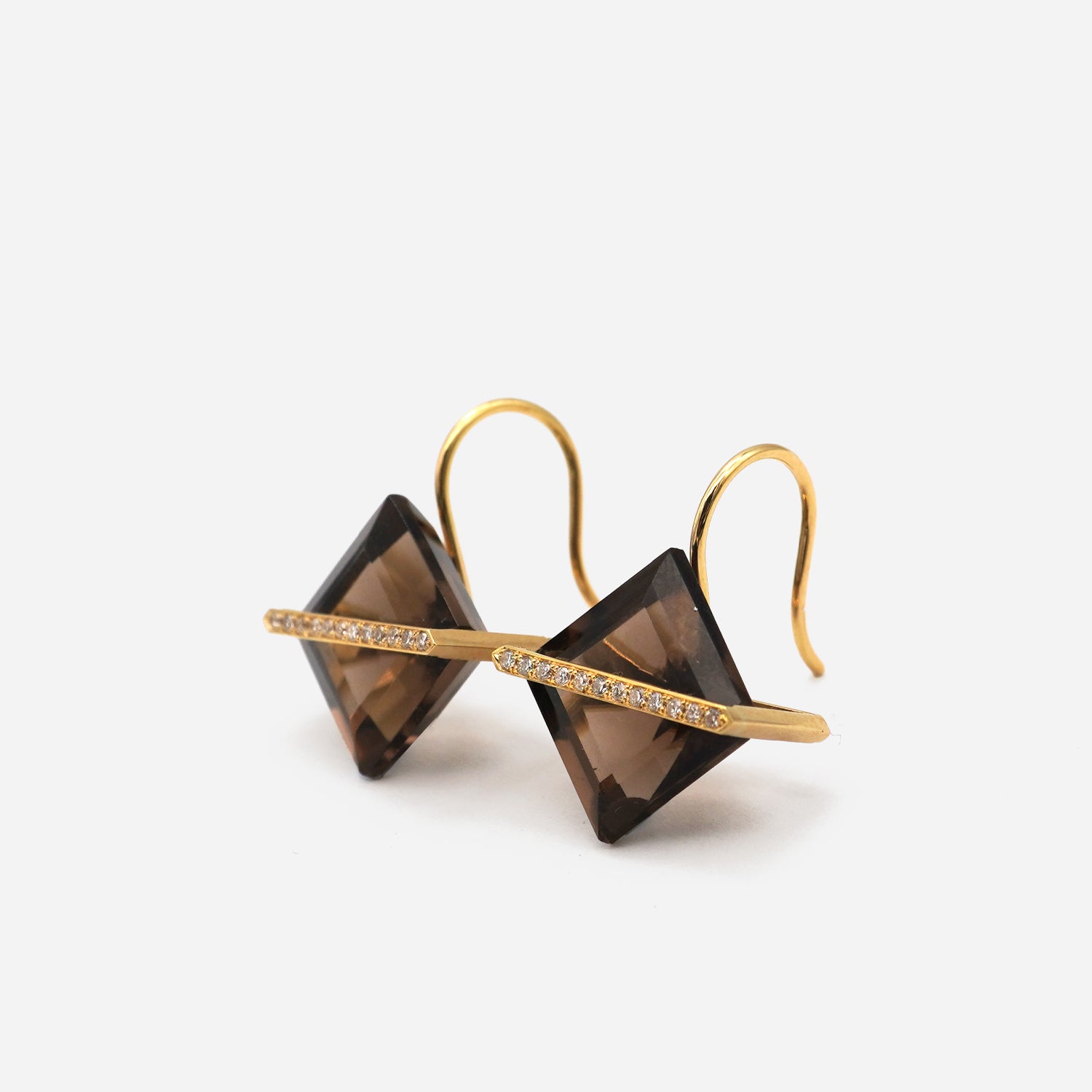 BAND EARRINGS SMOKY QUARTZ ＋DIAMOND #3841
