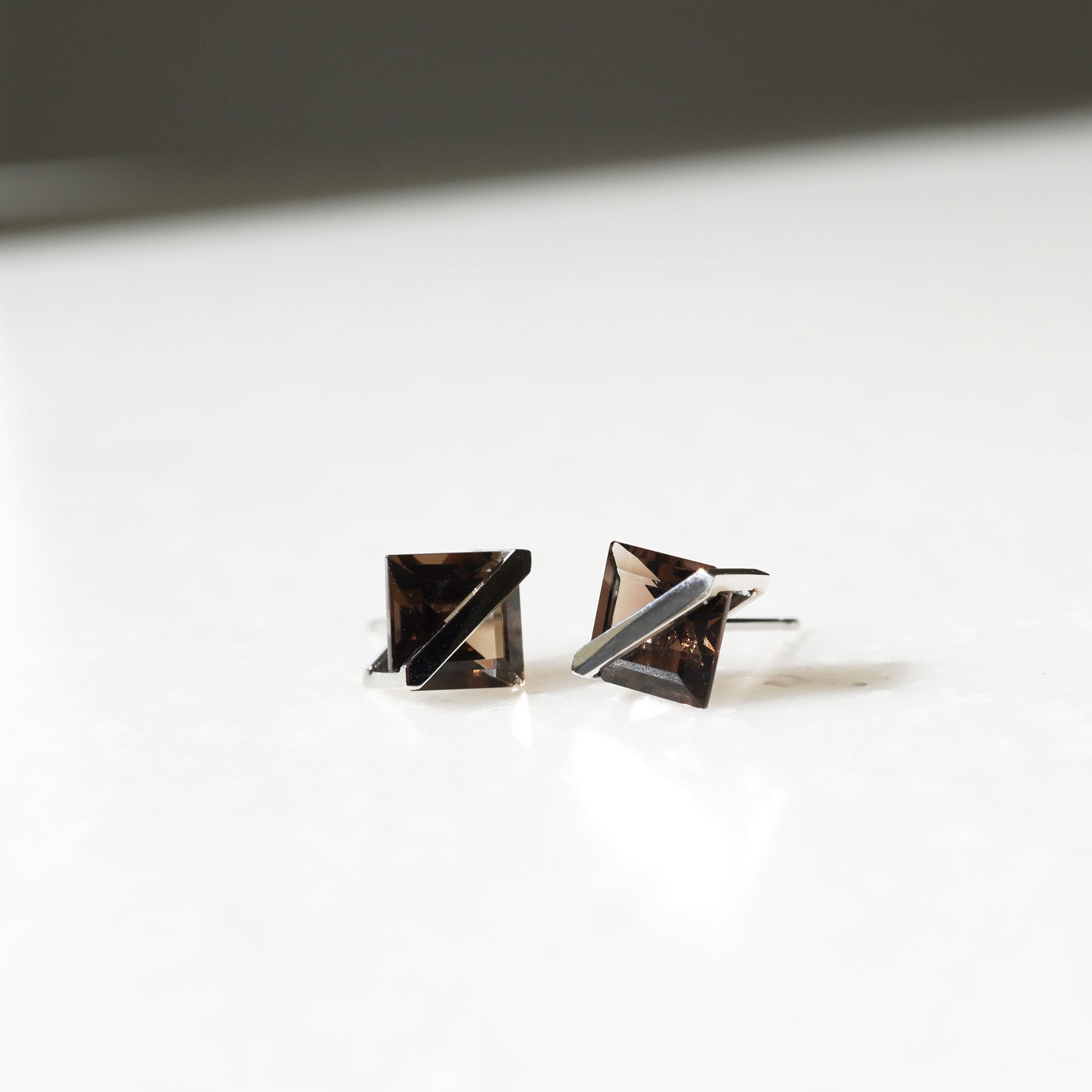 BAND EARRINGS SMOKY QUARTZ #3733