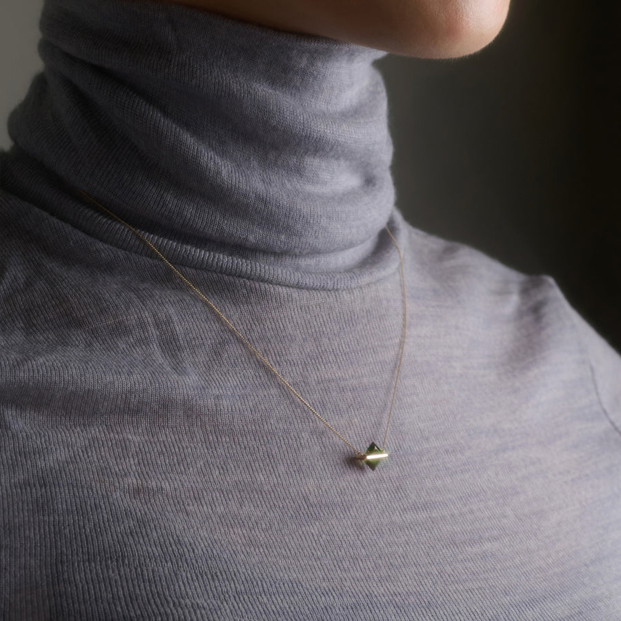 [数量限定] BAND NECKLACE SMORKY QUARTZ & SPOT EARRING 2.5mm