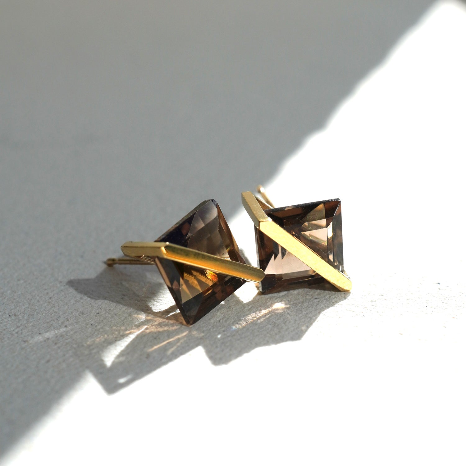 BAND EARRINGS SMOKY QUARTZ #3956
