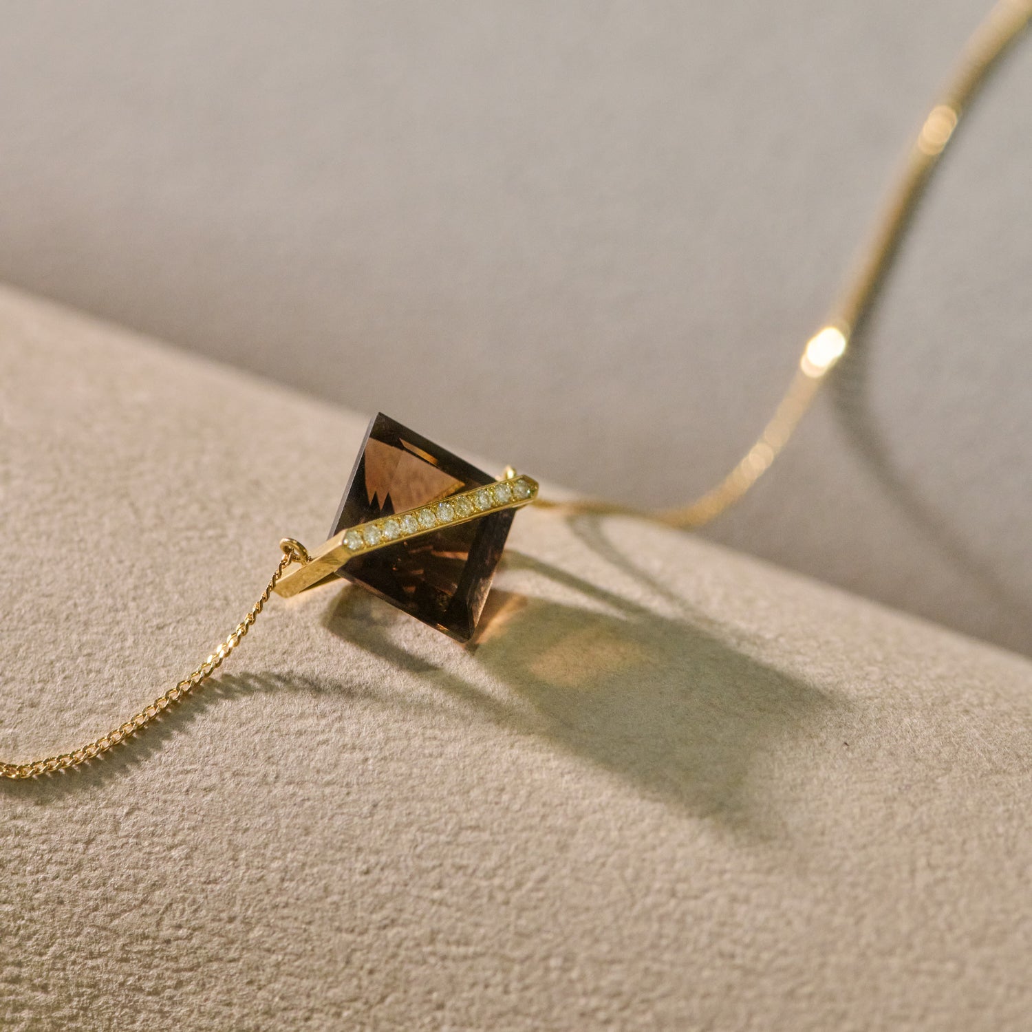 BAND NECKLACE SMOKY QUARTZ＋DIAMOND #3713