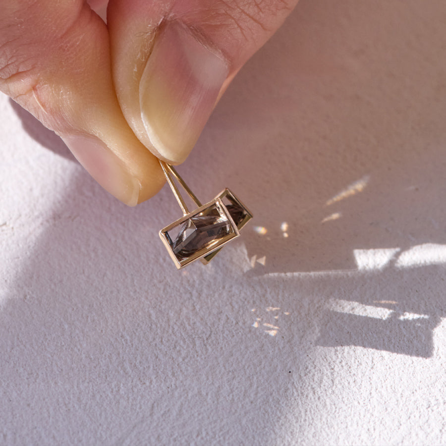 BAND EARRINGS SMOKY QUARTZ #4091