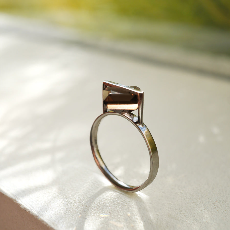 BAND RING SMOKY QUARTZ#3699