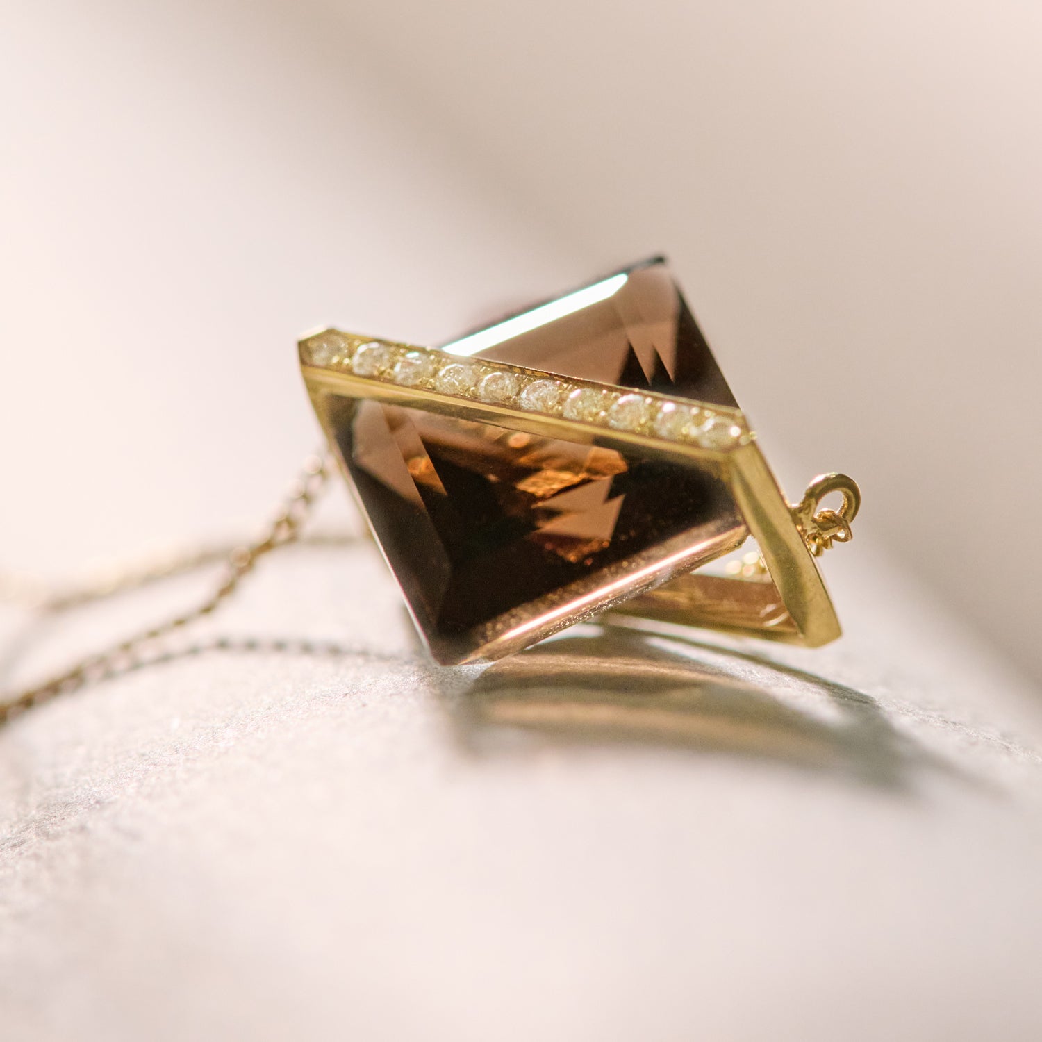 BAND NECKLACE SMOKY QUARTZ＋DIAMOND #3713