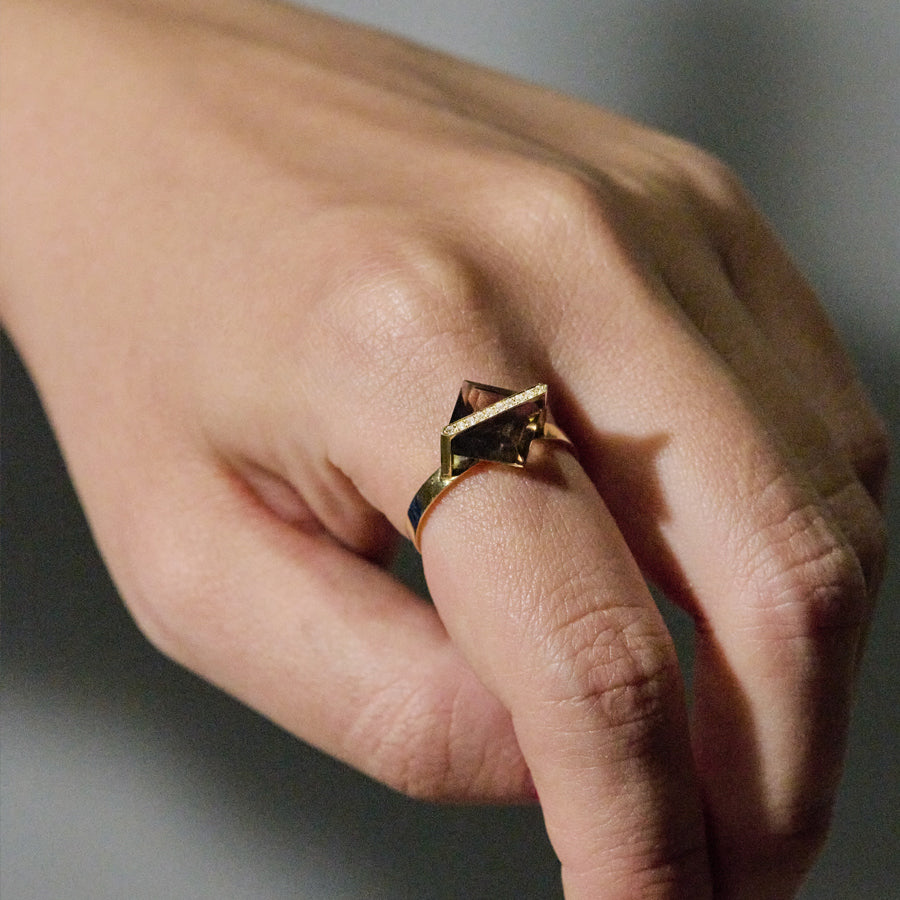 BAND RING SMOKY QUARTZ＋DIAMOND#3879