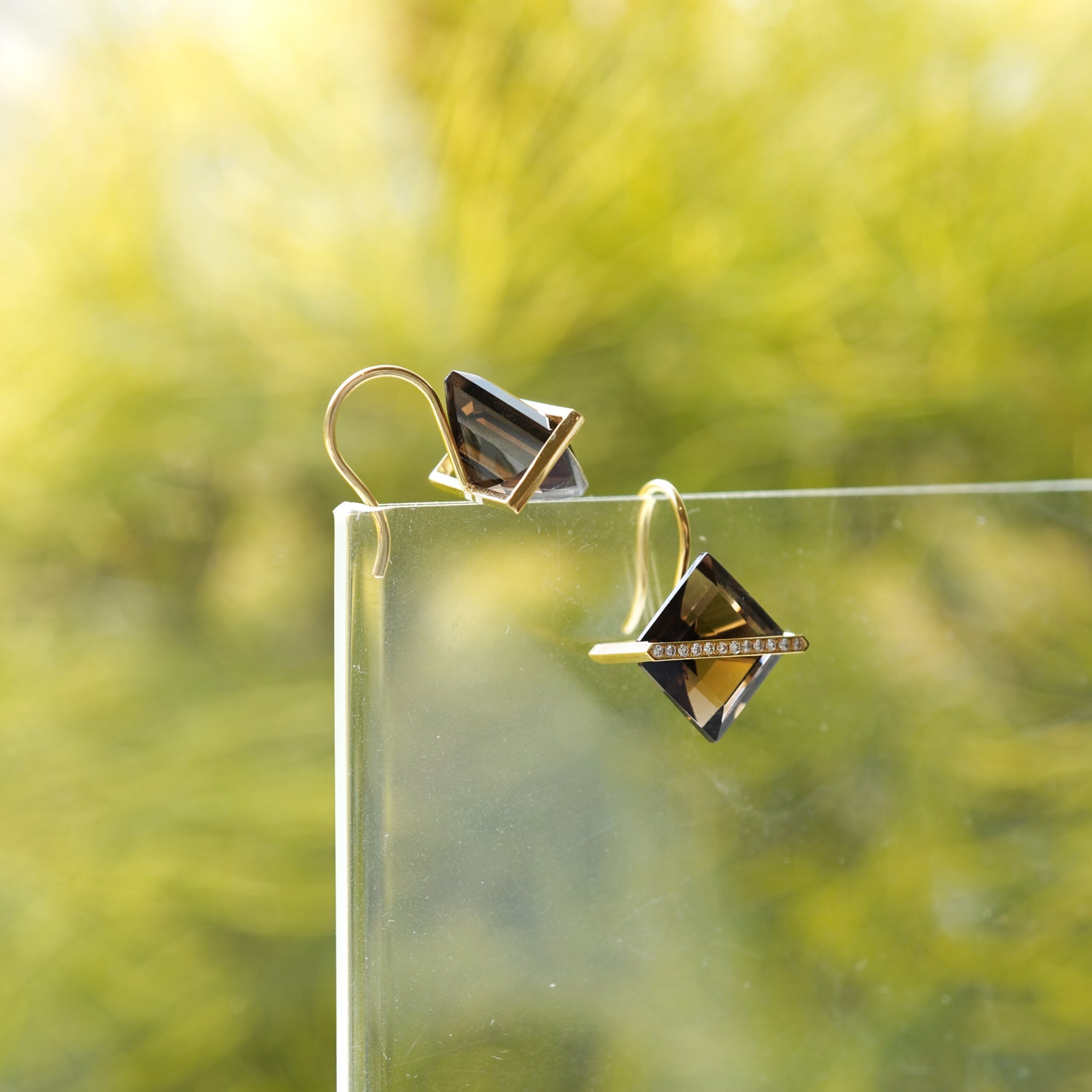 BAND EARRINGS SMOKY QUARTZ ＋DIAMOND #3841