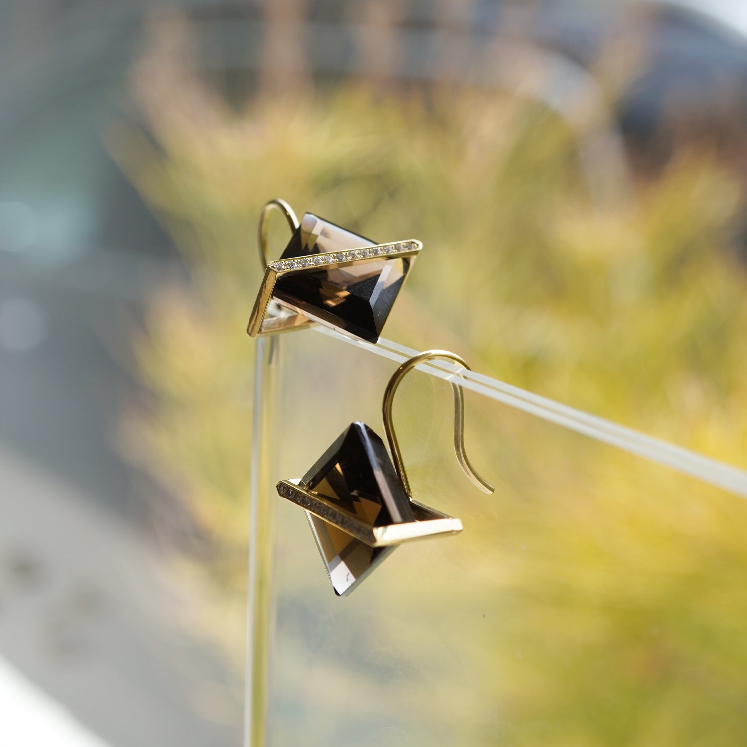 BAND EARRINGS SMOKY QUARTZ ＋DIAMOND #3841