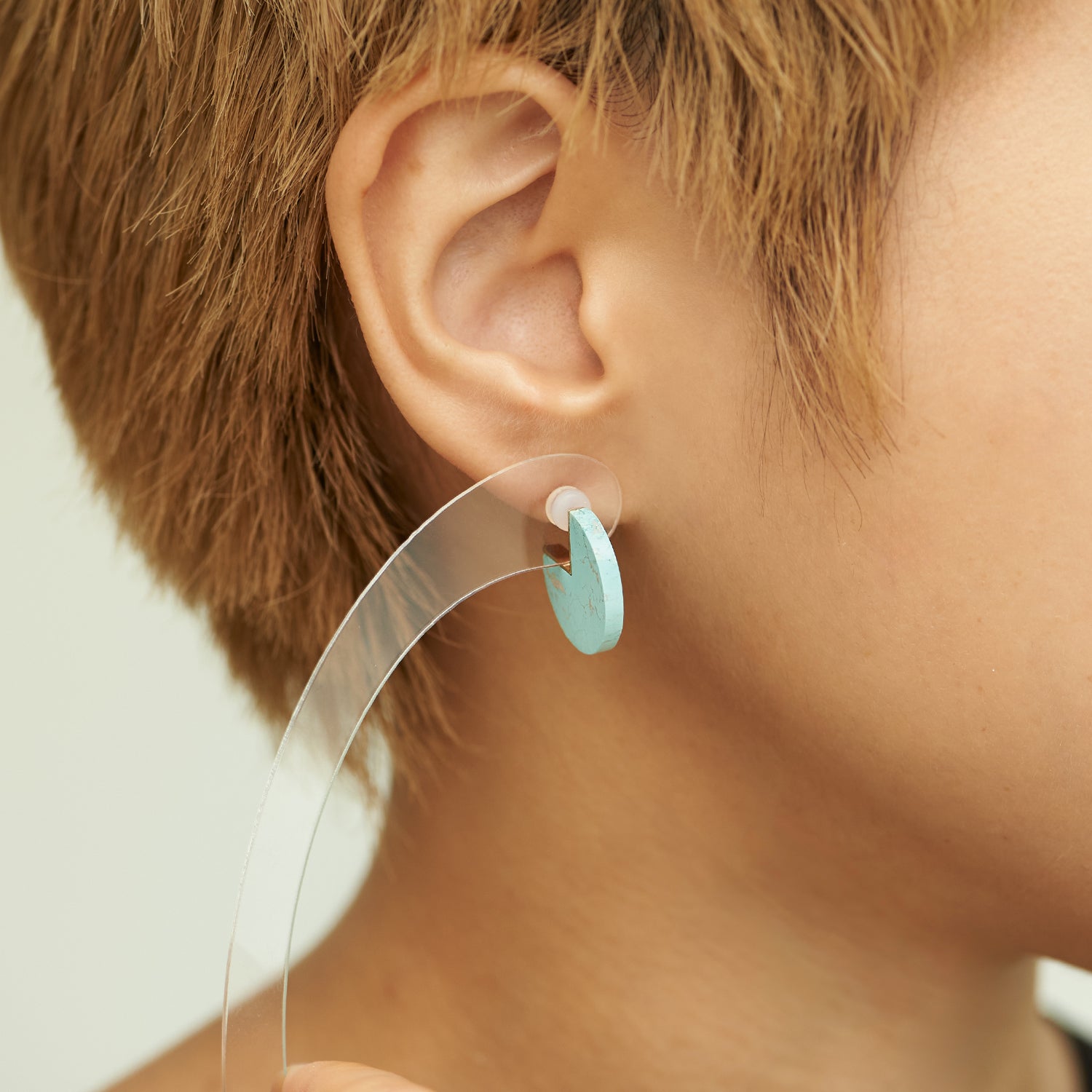 SLICE MINI EARRINGS SINGLE TURQUOISE #3916