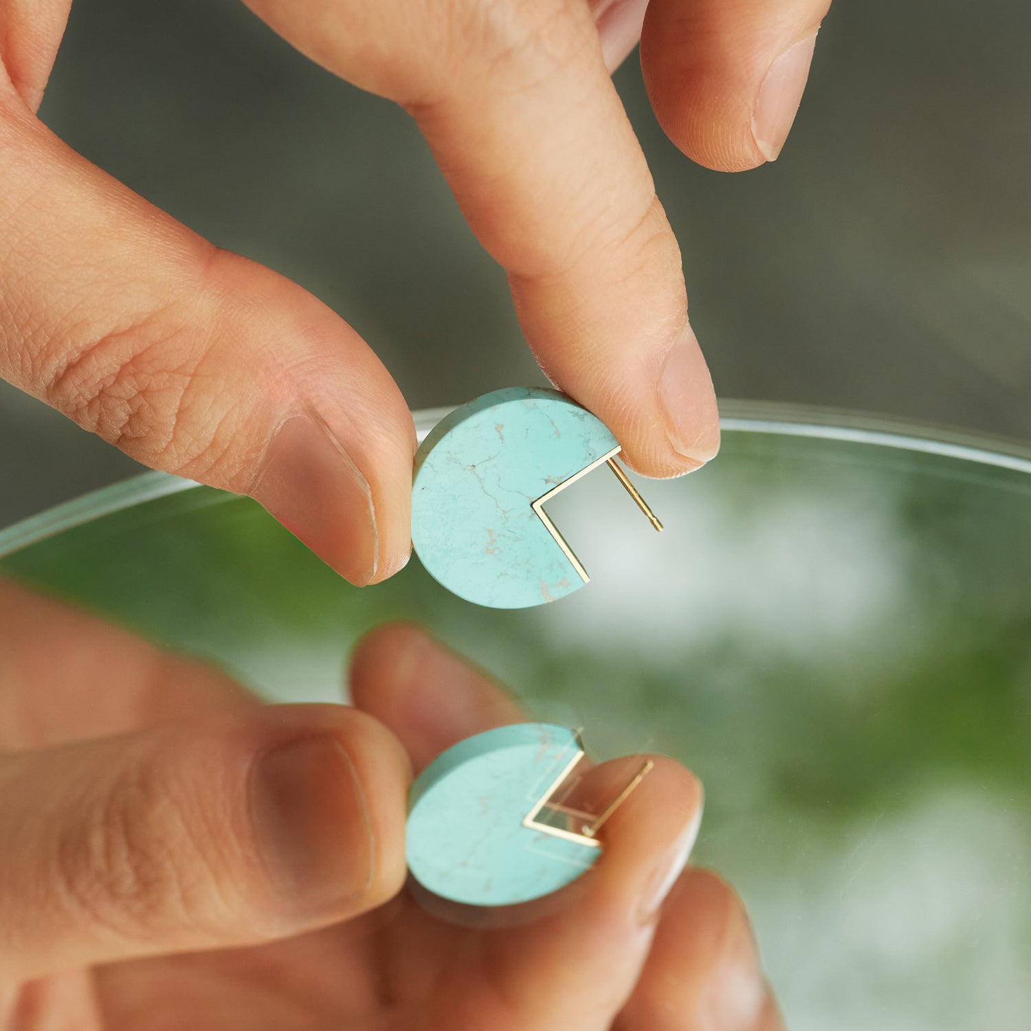SLICE MINI EARRINGS SINGLE TURQUOISE #3916