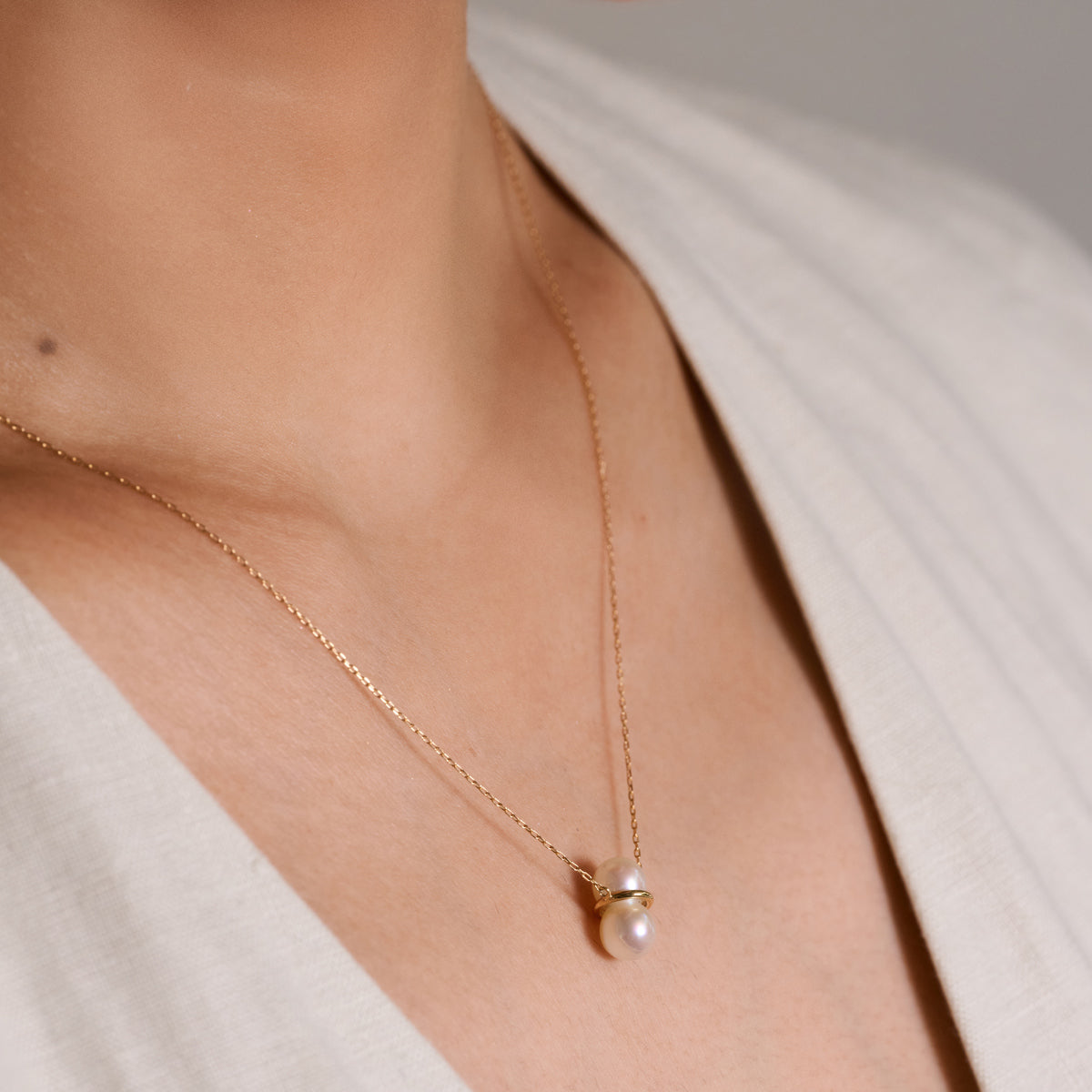 TWIN PEARL NECKLACE M