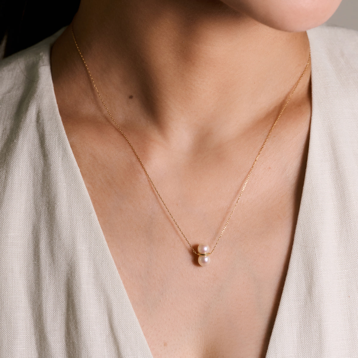 TWIN PEARL NECKLACE M