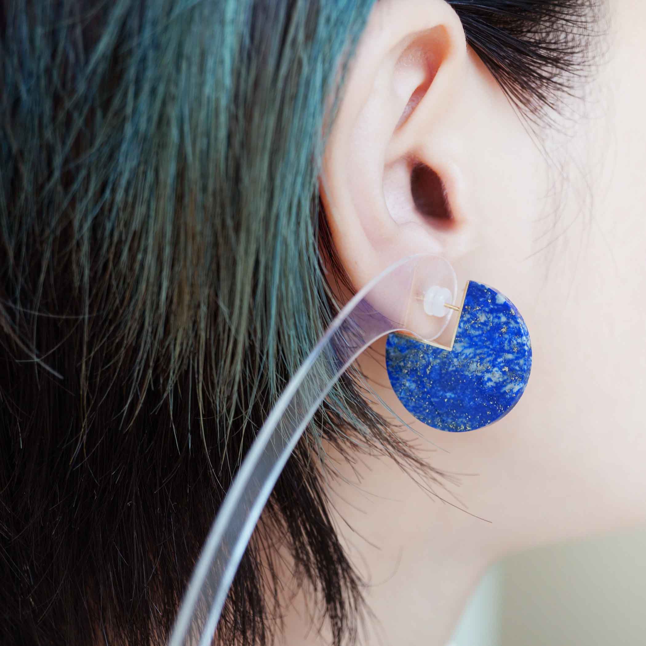 SLICE EARRING SINGLE LAPIS LAZULI #1233