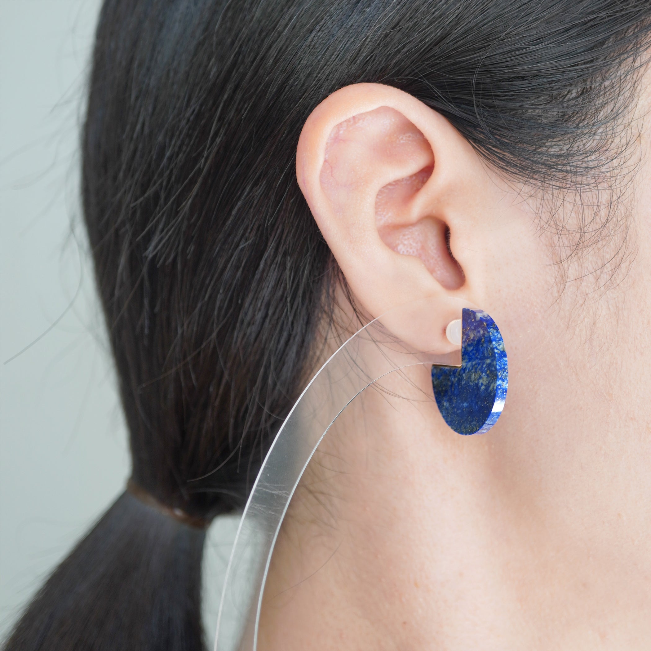 SLICE EARRING SINGLE LAPIS LAZULI #1233