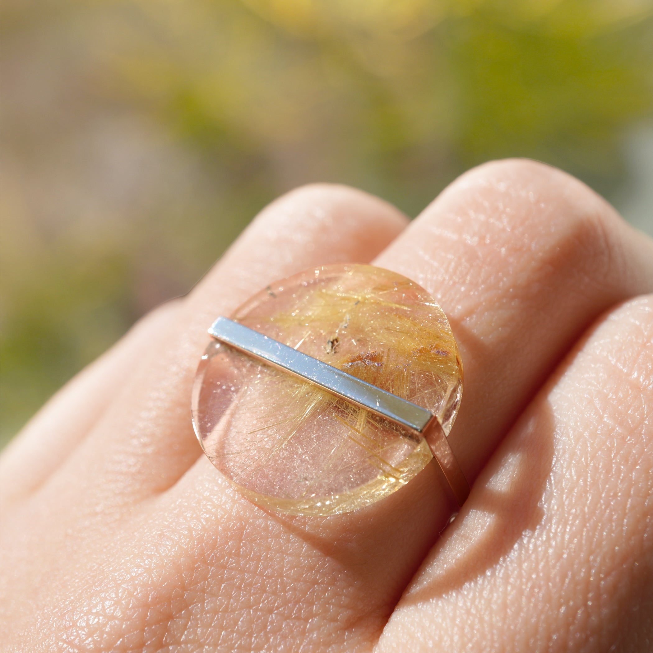 SLICE RING RUTILATED QUARTZ #738